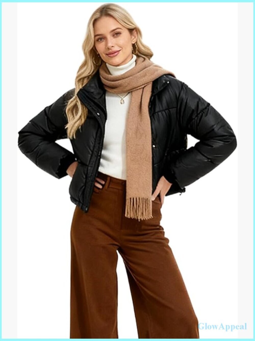 Short Puffer Down Jacket Adjustable Drawstring Hem Waterproof Winter Coat